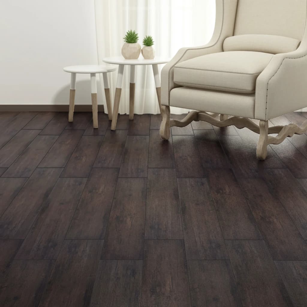 vidaXL Plăci pardoseală autoadezive, maro închis, 5,21 m², 2 mm, PVC vidaXL Plăci pardoseală autoadezive, maro închis, 5,21 m², 2 mm, PVC