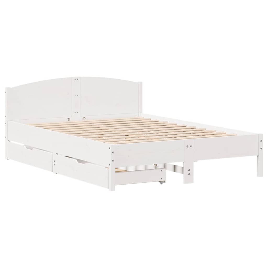 vidaXL Cadru de pat fără saltea, alb, 120x190 cm, lemn masiv pin