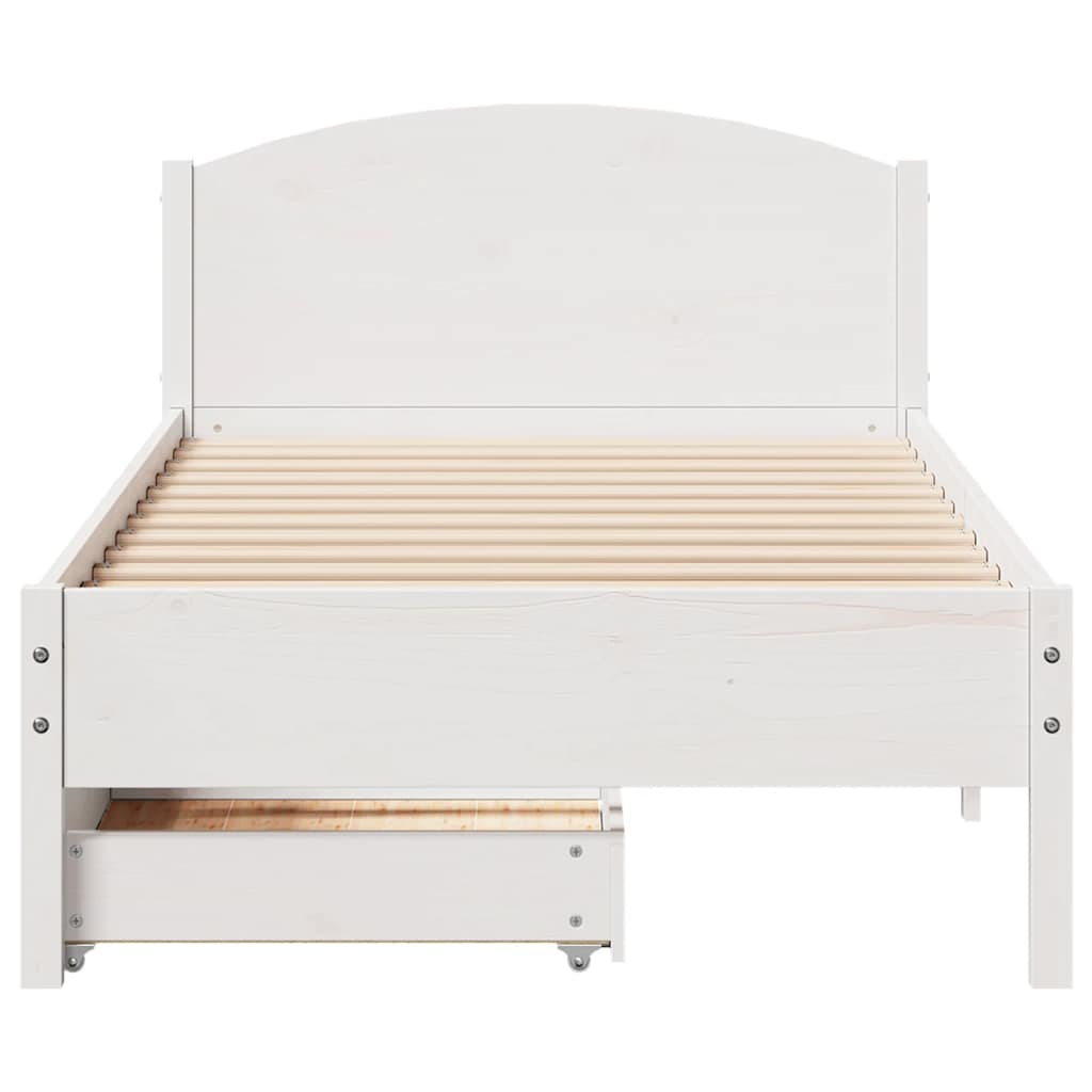 vidaXL Cadru de pat fără saltea, alb, 75x190 cm, lemn masiv de pin