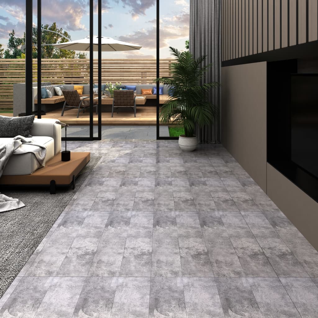 vidaXL Plăci pardoseală autoadezive, maro ciment, 5,21 m², 2 mm, PVC vidaXL Plăci pardoseală autoadezive, maro ciment, 5,21 m², 2 mm, PVC