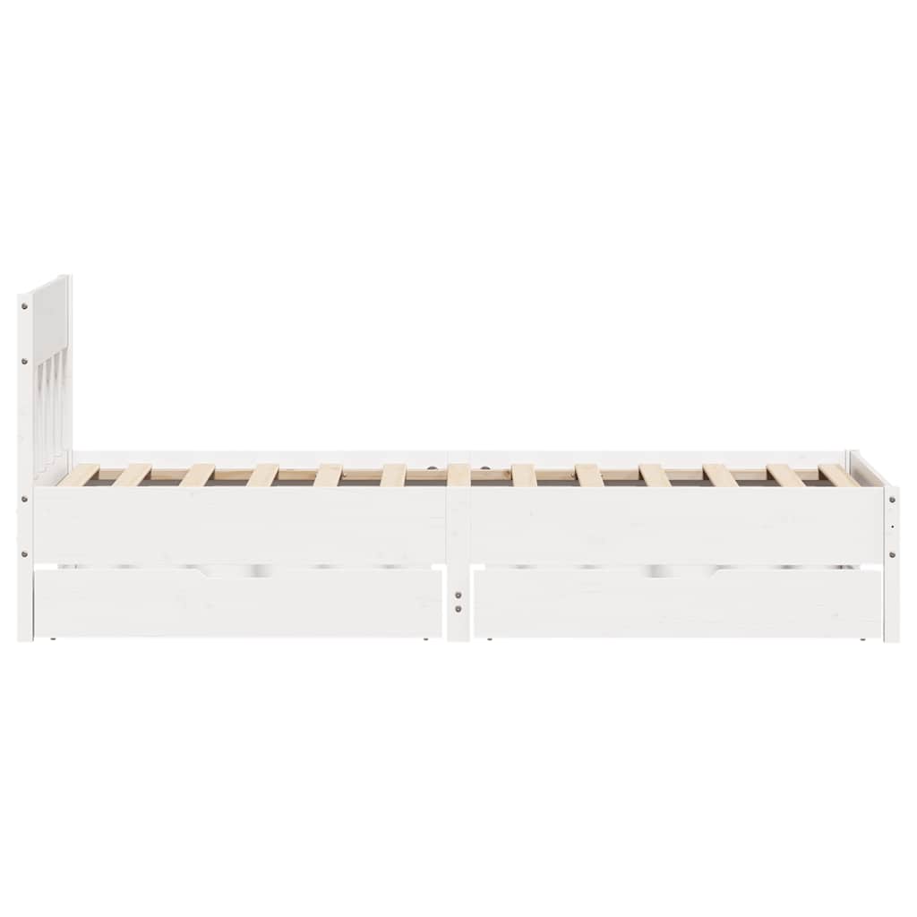 vidaXL Cadru de pat fără saltea, alb, 90x200 cm, lemn masiv pin
