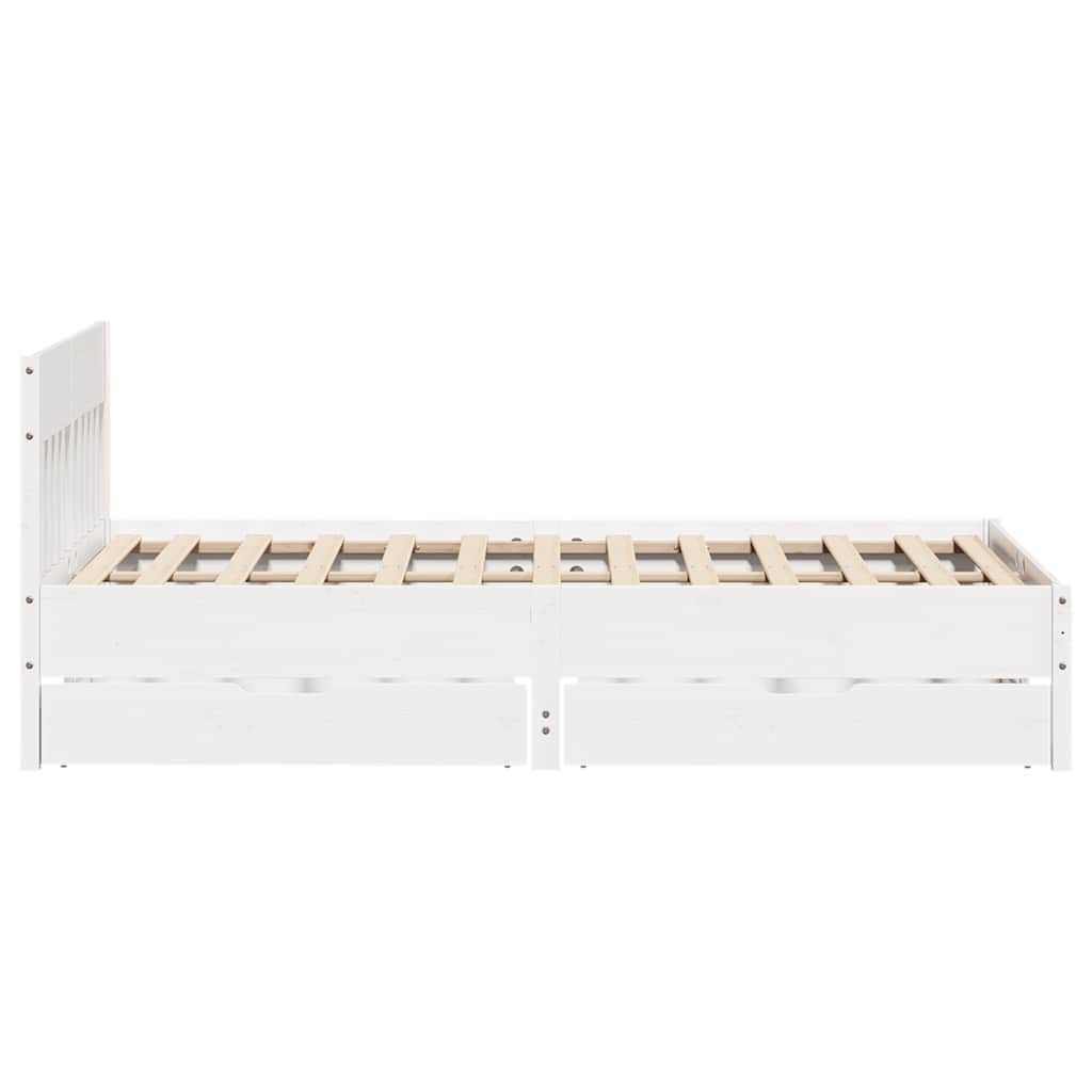 vidaXL Cadru de pat fără saltea, alb, 140x190 cm, lemn masiv de pin