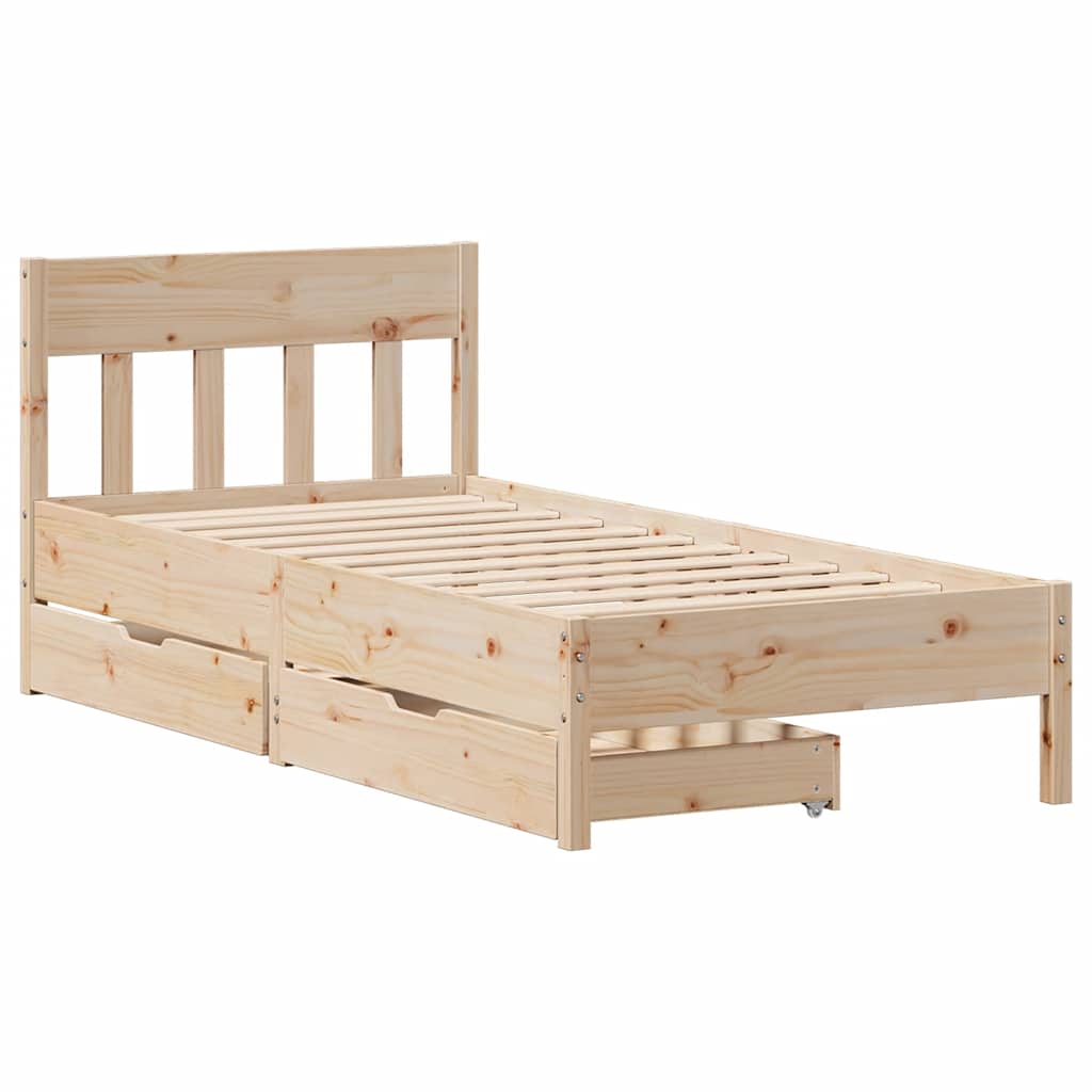 vidaXL Cadru de pat fără saltea, 75x190 cm, lemn masiv de pin