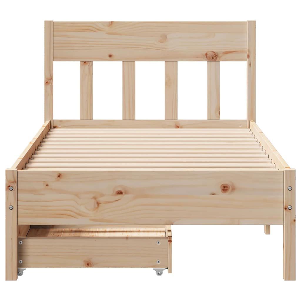 vidaXL Cadru de pat fără saltea, 75x190 cm, lemn masiv de pin