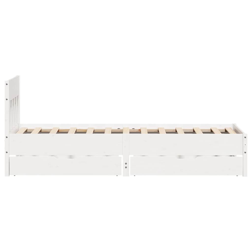 vidaXL Cadru de pat fără saltea, alb, 75x190 cm, lemn masiv de pin