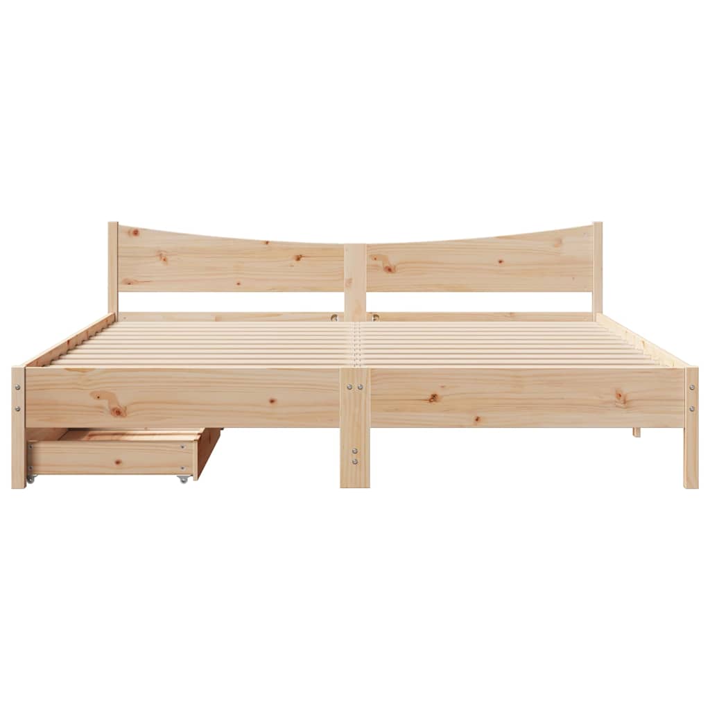 vidaXL Cadru de pat cu sertare, 200x200 cm, lemn masiv pin vidaXL Cadru de pat cu sertare, 200x200 cm, lemn masiv pin