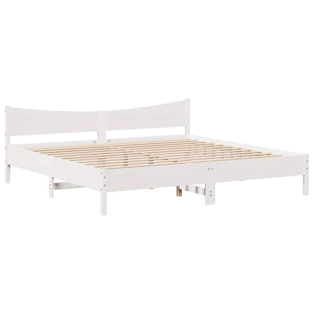 vidaXL Cadru de pat cu sertare, alb, 200x200 cm, lemn masiv de pin vidaXL Cadru de pat cu sertare, alb, 200x200 cm, lemn masiv de pin