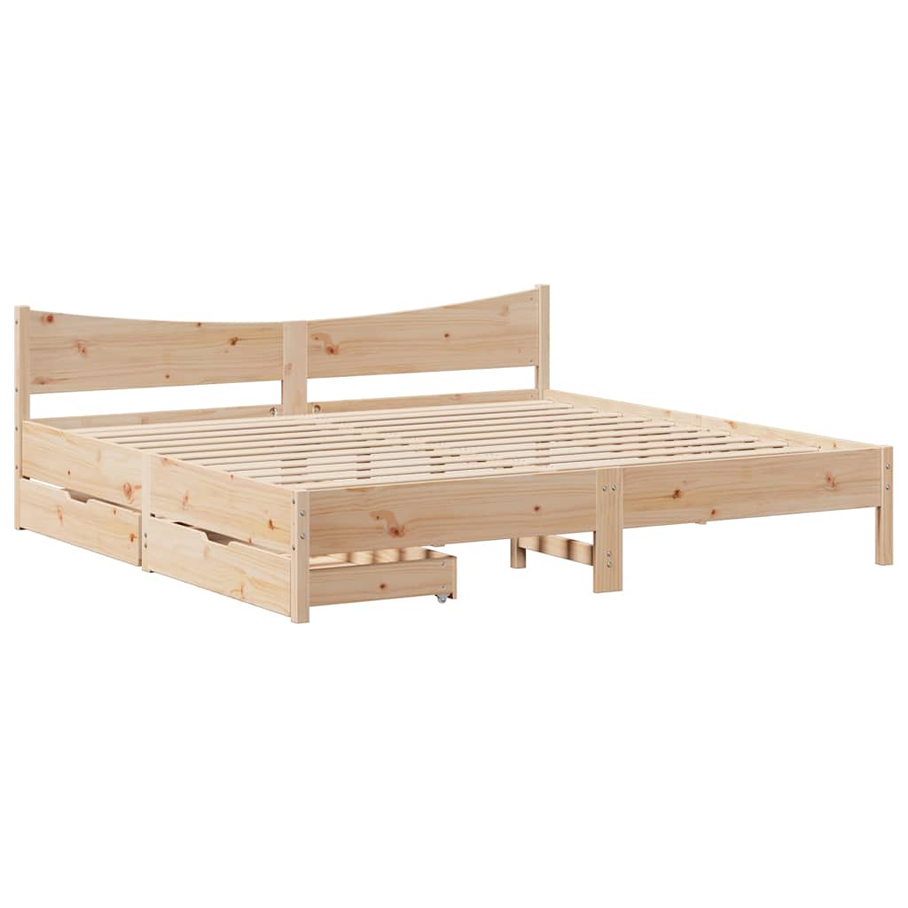 vidaXL Cadru de pat cu sertare 180x200 cm lemn masiv pin