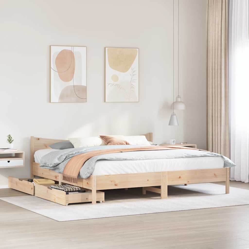 vidaXL Cadru de pat cu sertare 180x200 cm lemn masiv pin