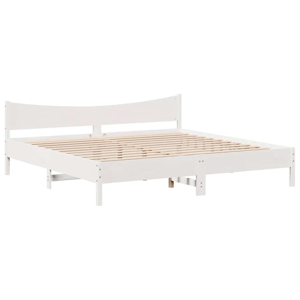 vidaXL Cadru de pat cu sertare, alb, 180x200 cm, lemn masiv pin