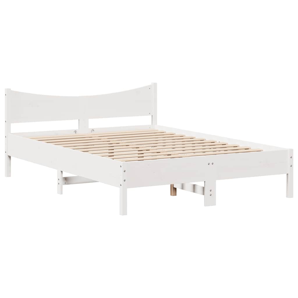 vidaXL Cadru de pat cu sertare, alb, 150x200 cm, lemn masiv pin