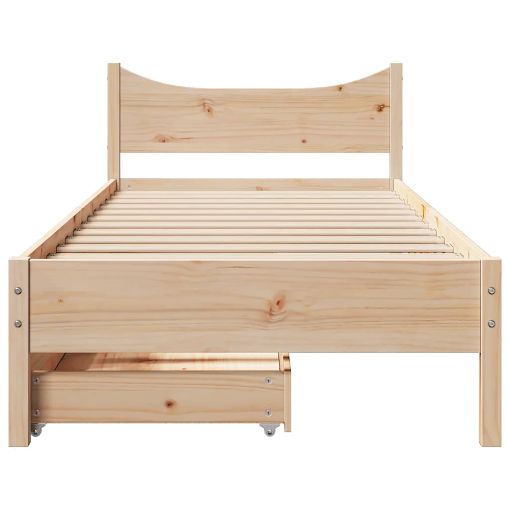 vidaXL Cadru de pat cu sertare, 90x200 cm, lemn masiv pin