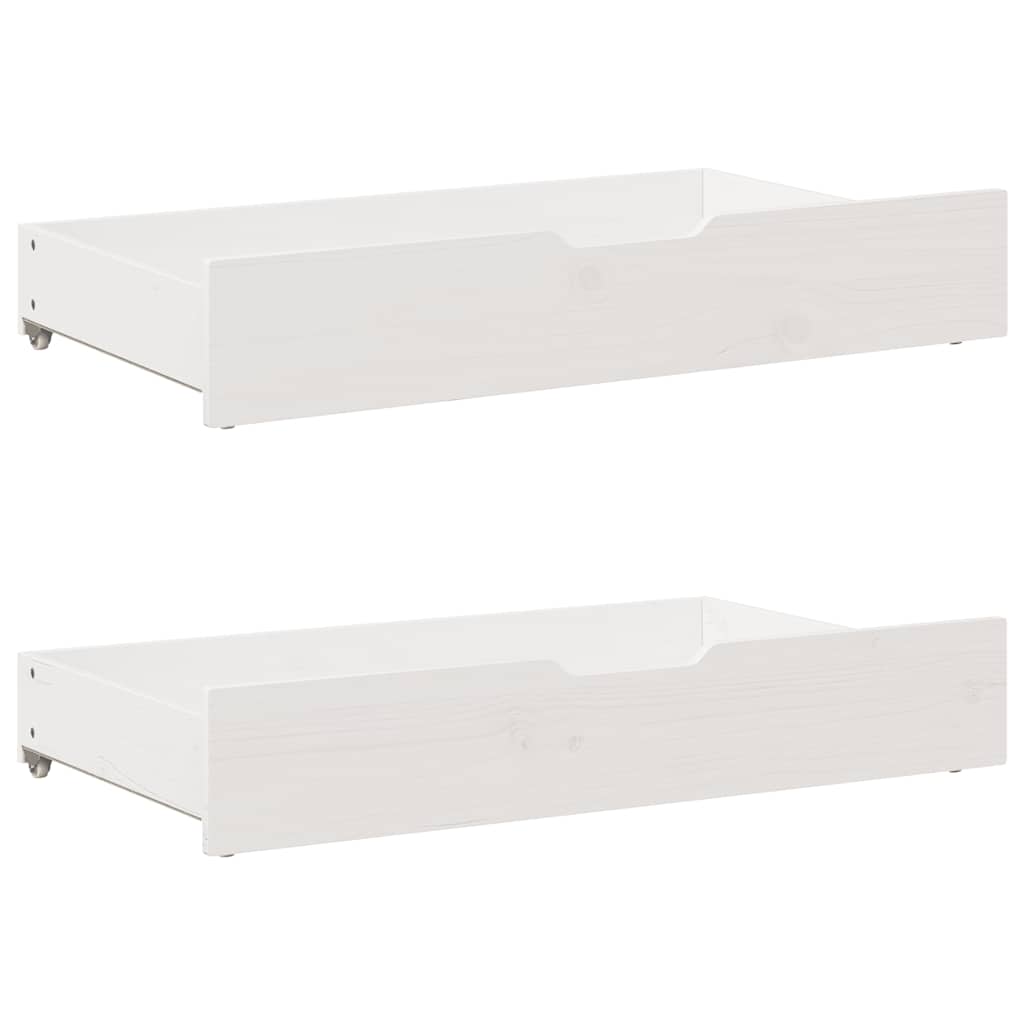 vidaXL Cadru de pat cu sertare, alb, 140x190 cm, lemn masiv de pin