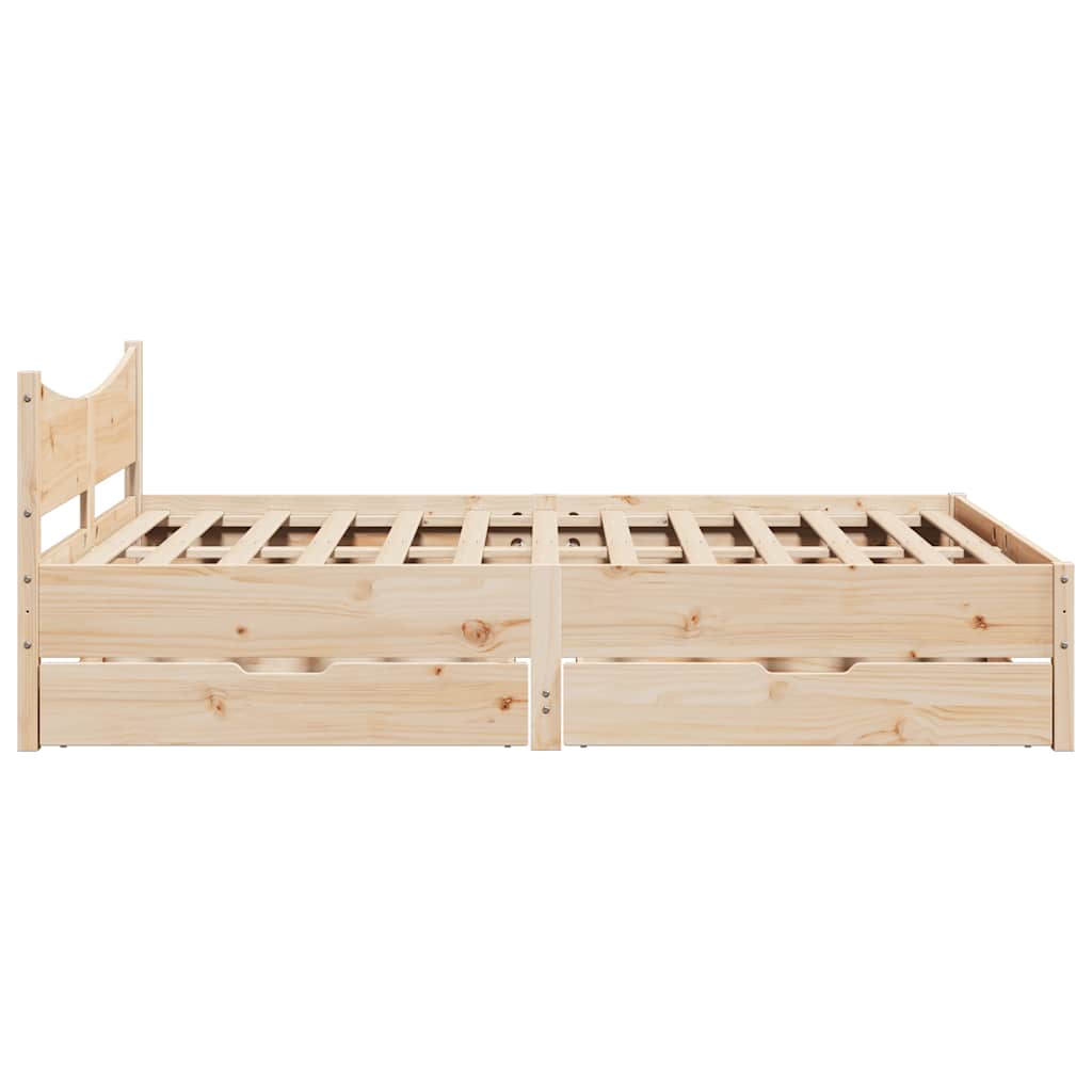 vidaXL Cadru de pat cu sertare, 135x190 cm, lemn masiv de pin vidaXL Cadru de pat cu sertare, 135x190 cm, lemn masiv de pin