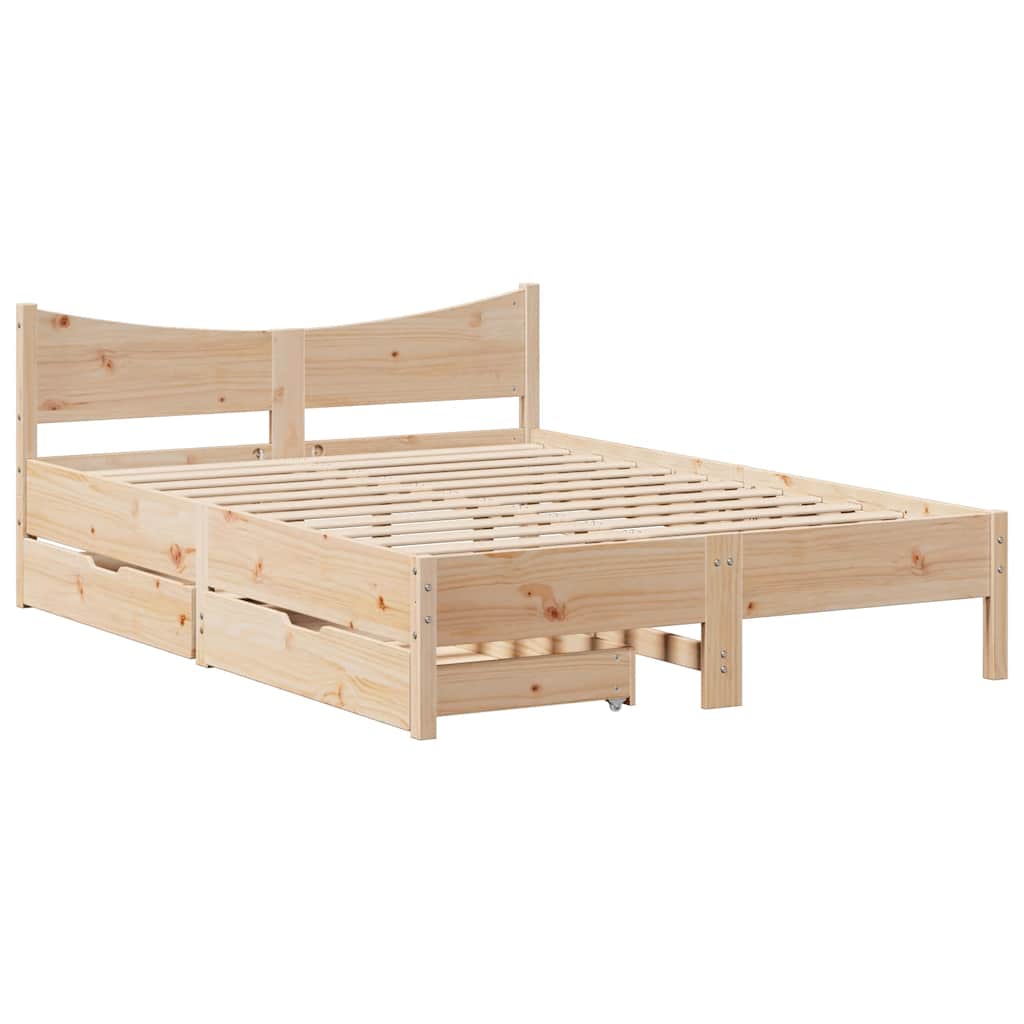 vidaXL Cadru de pat cu sertare, 120x190 cm, lemn masiv pin