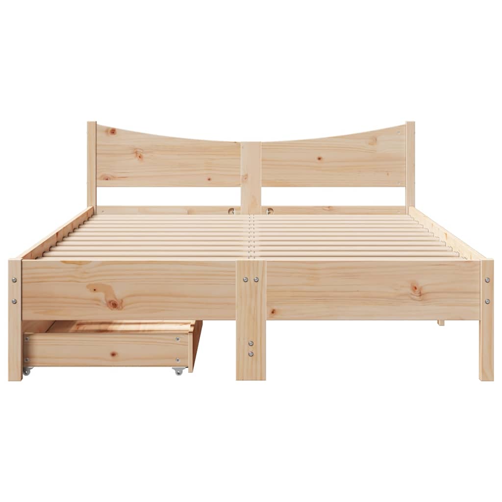 vidaXL Cadru de pat cu sertare, 120x190 cm, lemn masiv pin