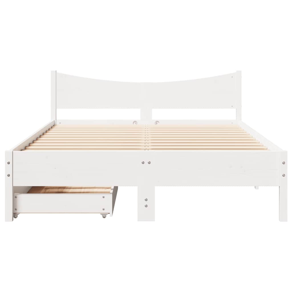 vidaXL Cadru de pat cu sertare, alb, 120x190 cm, lemn masiv pin vidaXL Cadru de pat cu sertare, alb, 120x190 cm, lemn masiv pin