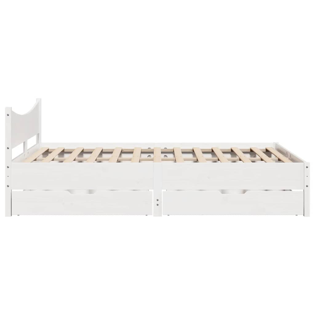 vidaXL Cadru de pat cu sertare, alb, 120x190 cm, lemn masiv pin vidaXL Cadru de pat cu sertare, alb, 120x190 cm, lemn masiv pin