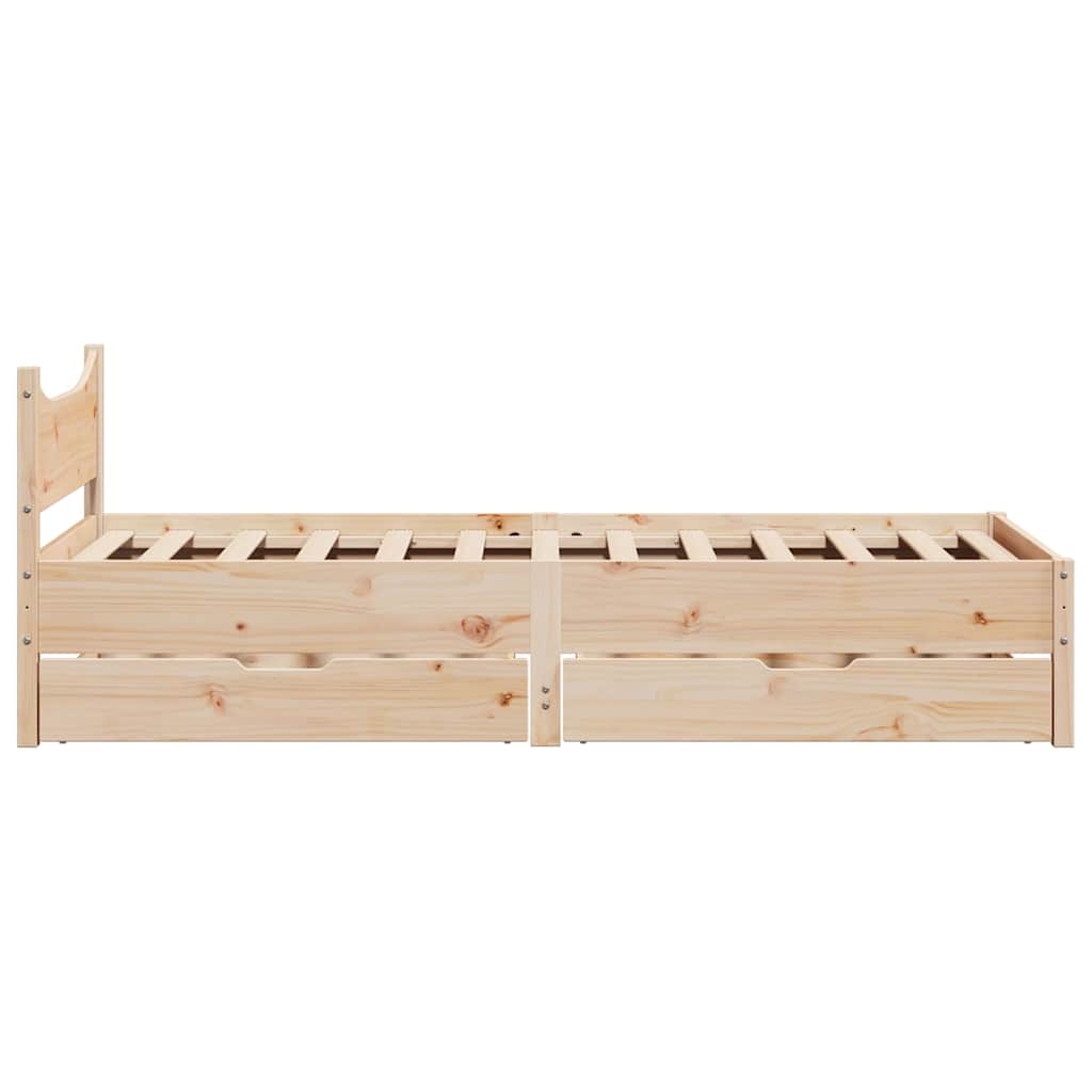 vidaXL Cadru de pat cu sertare, 75x190 cm, lemn masiv de pin vidaXL Cadru de pat cu sertare, 75x190 cm, lemn masiv de pin