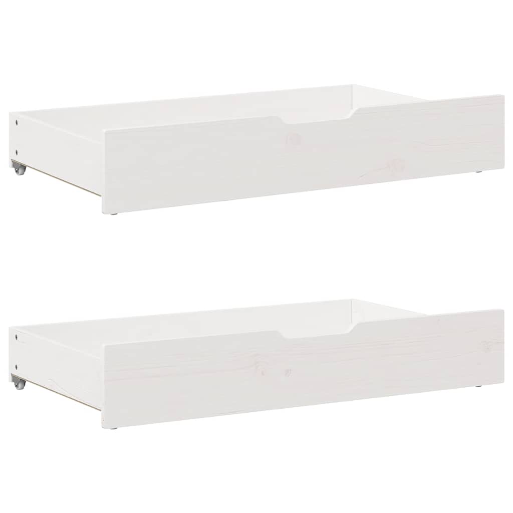 vidaXL Cadru de pat cu sertare, alb, 75x190 cm, lemn masiv de pin