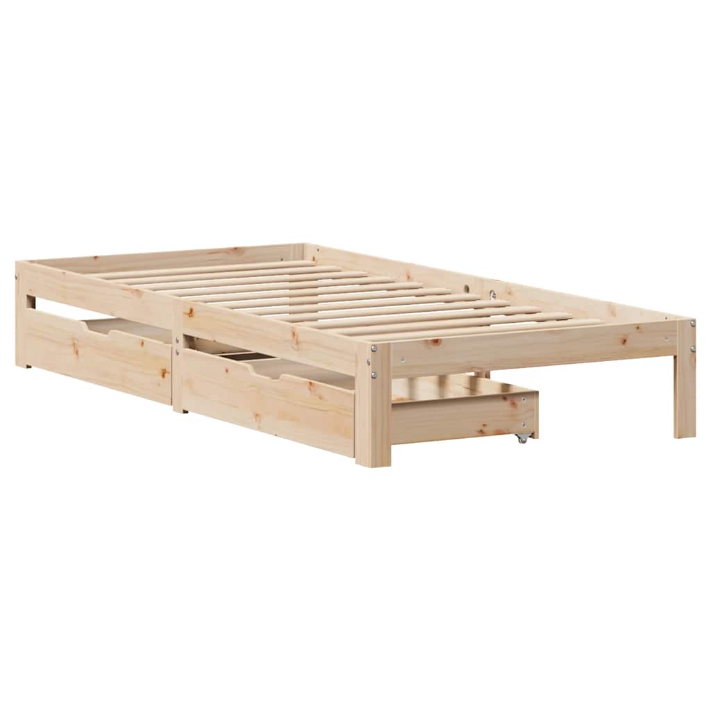 vidaXL Cadru de pat cu sertare, 90x200 cm, lemn masiv pin vidaXL Cadru de pat cu sertare, 90x200 cm, lemn masiv pin