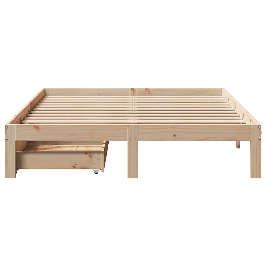 vidaXL Cadru de pat cu sertare, 160x200 cm, lemn masiv pin vidaXL Cadru de pat cu sertare, 160x200 cm, lemn masiv pin