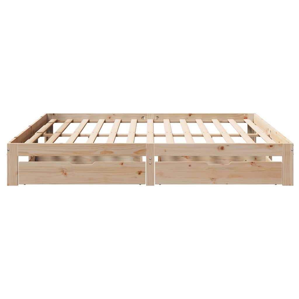vidaXL Cadru de pat cu sertare, 200x200 cm, lemn masiv pin vidaXL Cadru de pat cu sertare, 200x200 cm, lemn masiv pin