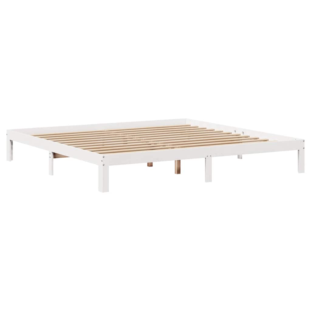vidaXL Cadru de pat cu sertare, alb, 200x200 cm, lemn masiv de pin vidaXL Cadru de pat cu sertare, alb, 200x200 cm, lemn masiv de pin