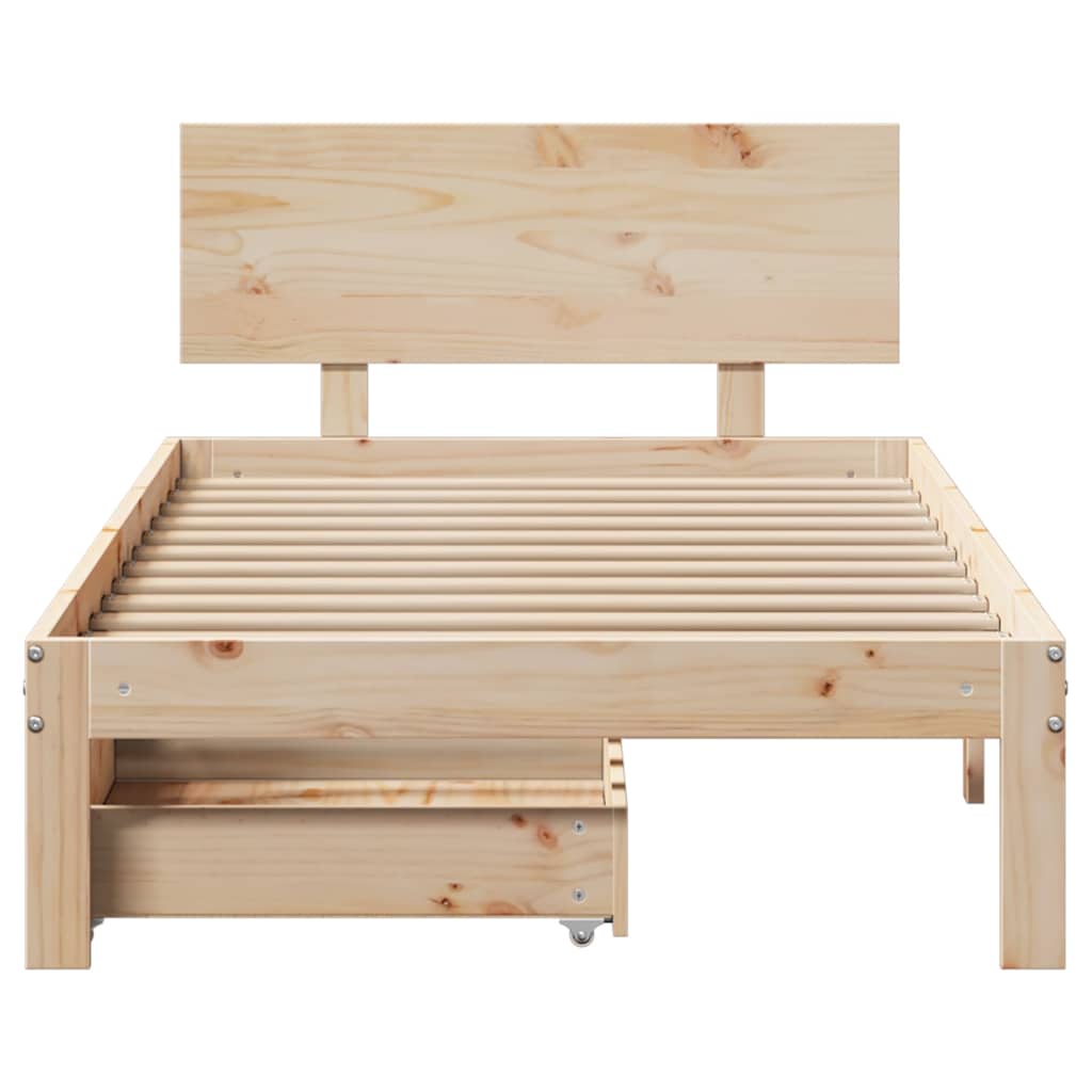 vidaXL Cadru de pat cu sertare, 75x190 cm, lemn masiv de pin