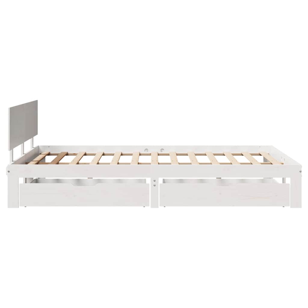vidaXL Cadru de pat cu sertare, alb, 140x190 cm, lemn masiv de pin vidaXL Cadru de pat cu sertare, alb, 140x190 cm, lemn masiv de pin