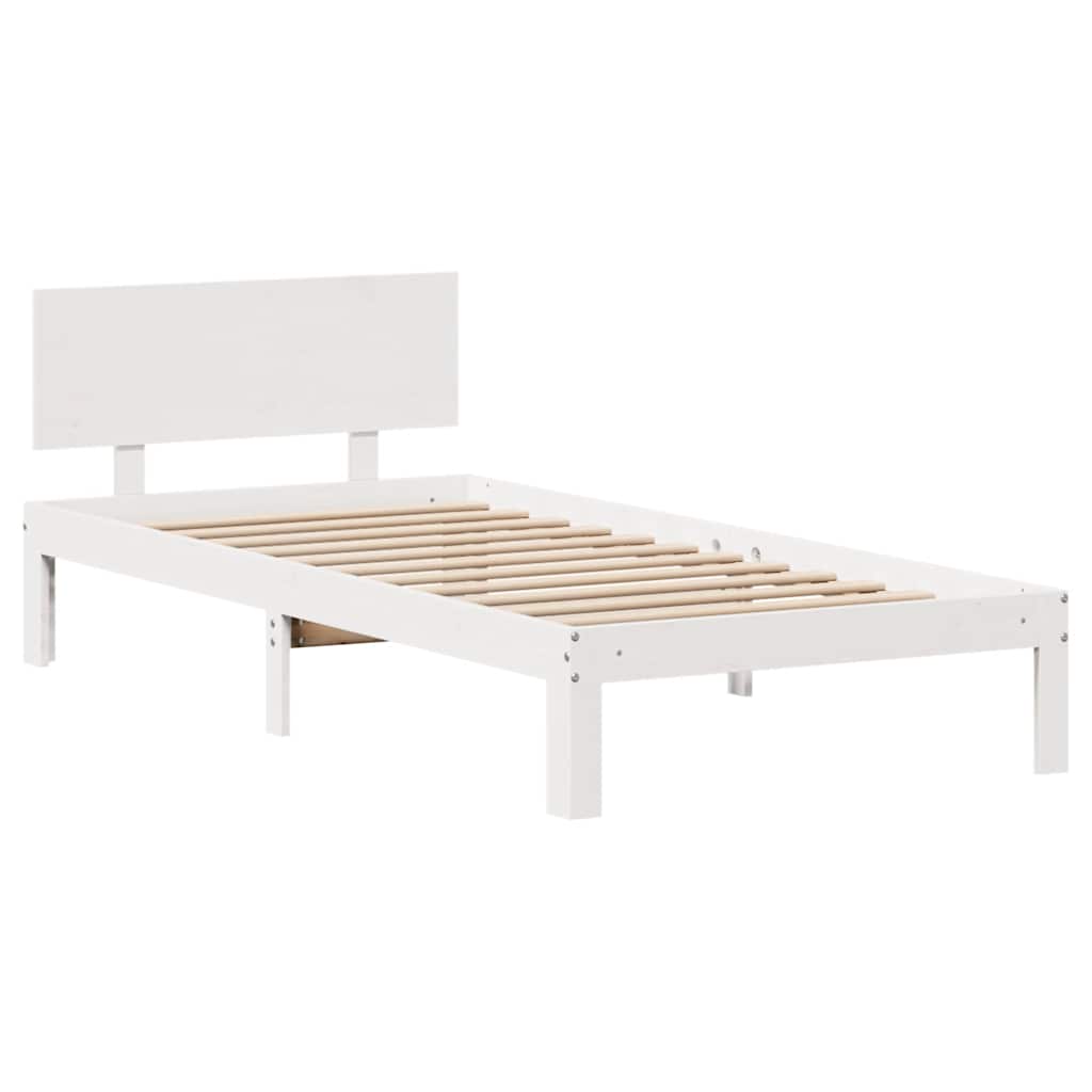 vidaXL Cadru de pat cu sertare, alb, 90x200 cm lemn masiv pin vidaXL Cadru de pat cu sertare, alb, 90x200 cm lemn masiv pin