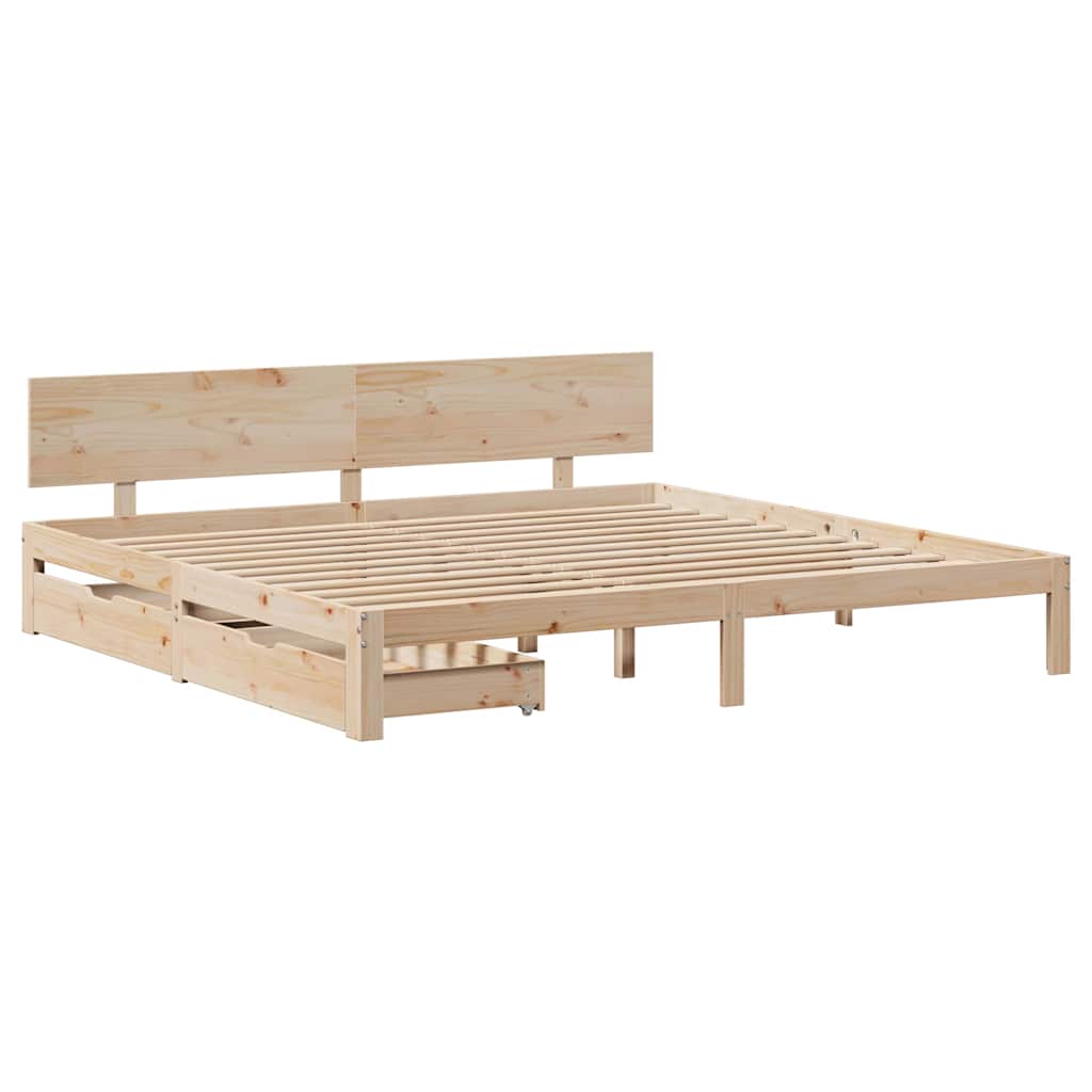 vidaXL Cadru de pat cu sertare 180x200 cm lemn masiv pin