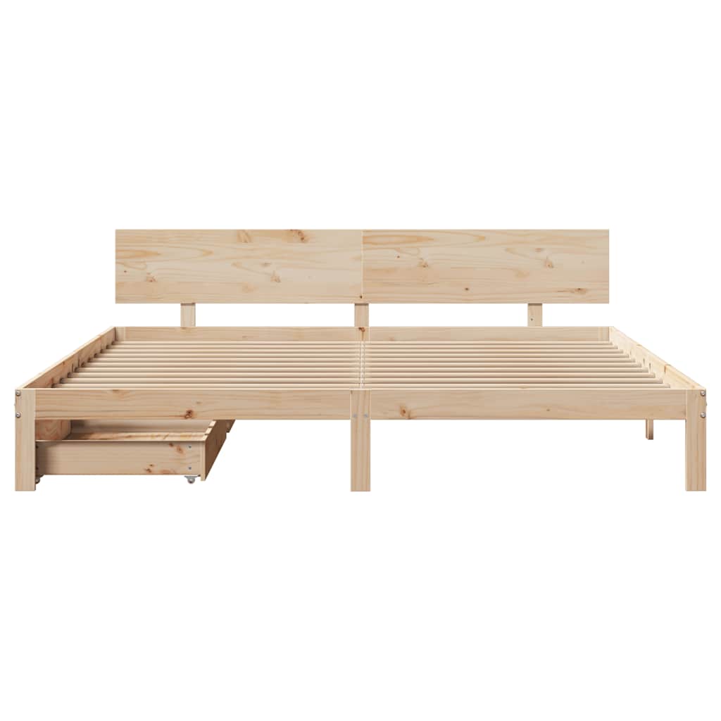 vidaXL Cadru de pat cu sertare 180x200 cm lemn masiv pin