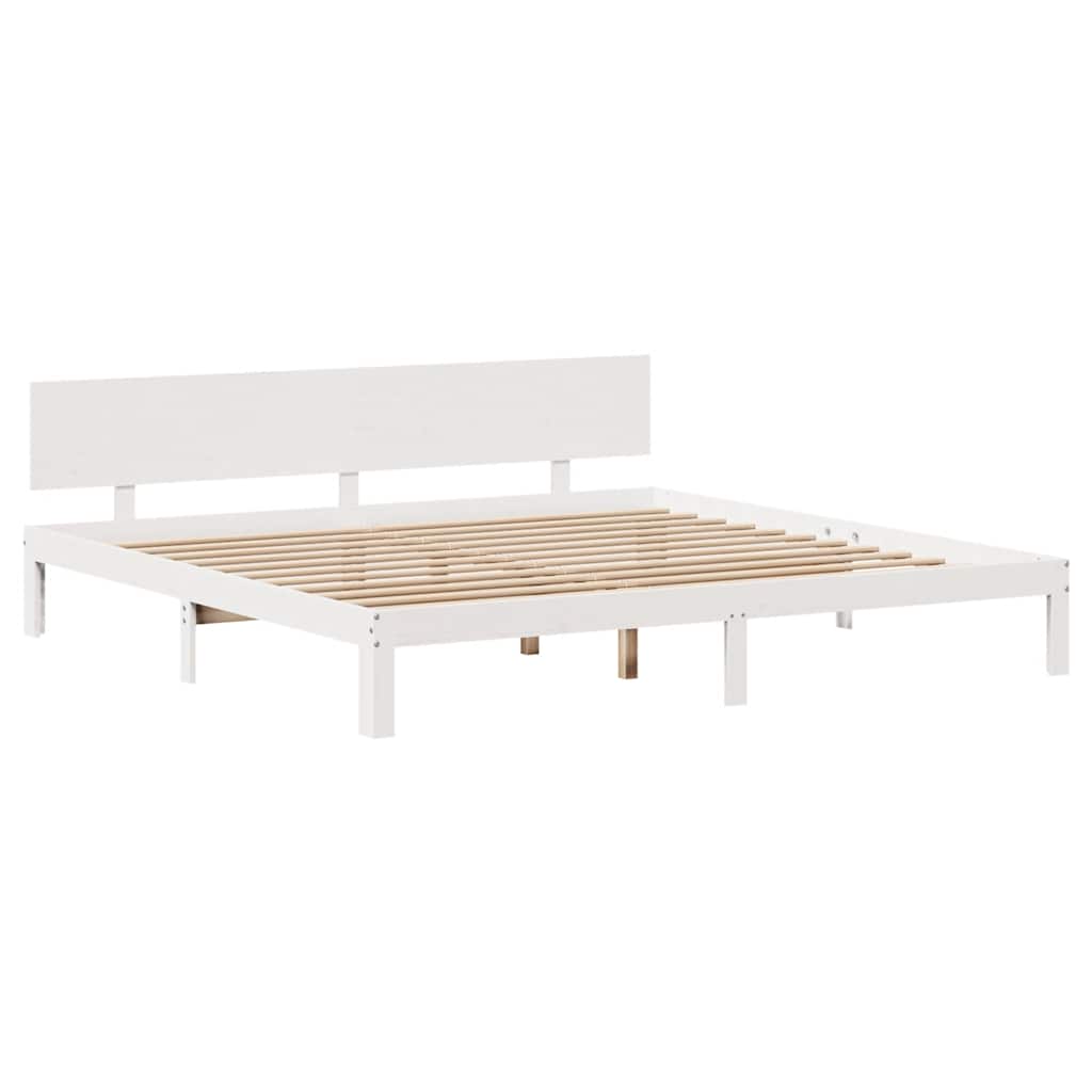 vidaXL Cadru de pat cu sertare, alb, 180x200 cm, lemn masiv pin vidaXL Cadru de pat cu sertare, alb, 180x200 cm, lemn masiv pin