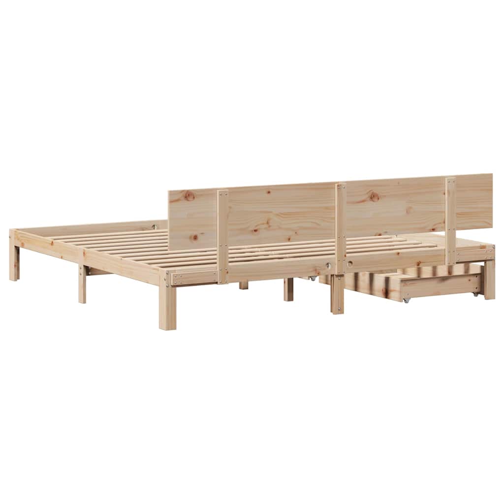 vidaXL Cadru de pat cu sertare, 200x200 cm, lemn masiv pin vidaXL Cadru de pat cu sertare, 200x200 cm, lemn masiv pin