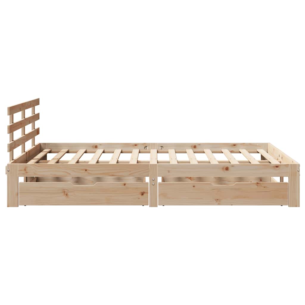 vidaXL Cadru de pat cu sertare, 135x190 cm, lemn masiv de pin