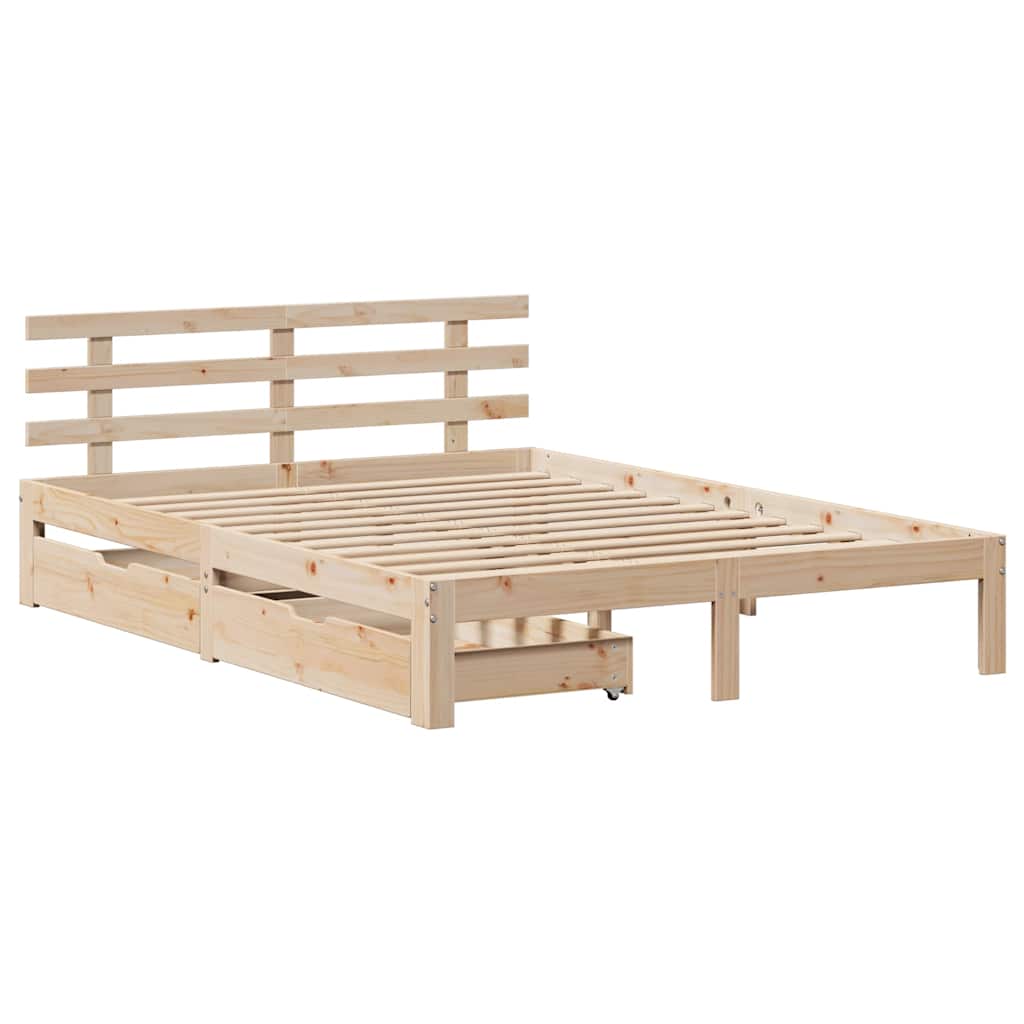 vidaXL Cadru de pat cu sertare, 140x190 cm, lemn masiv de pin
