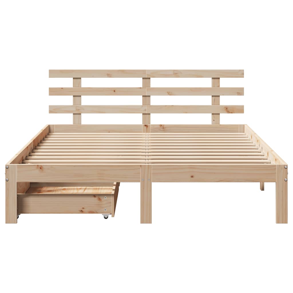 vidaXL Cadru de pat cu sertare, 140x190 cm, lemn masiv de pin