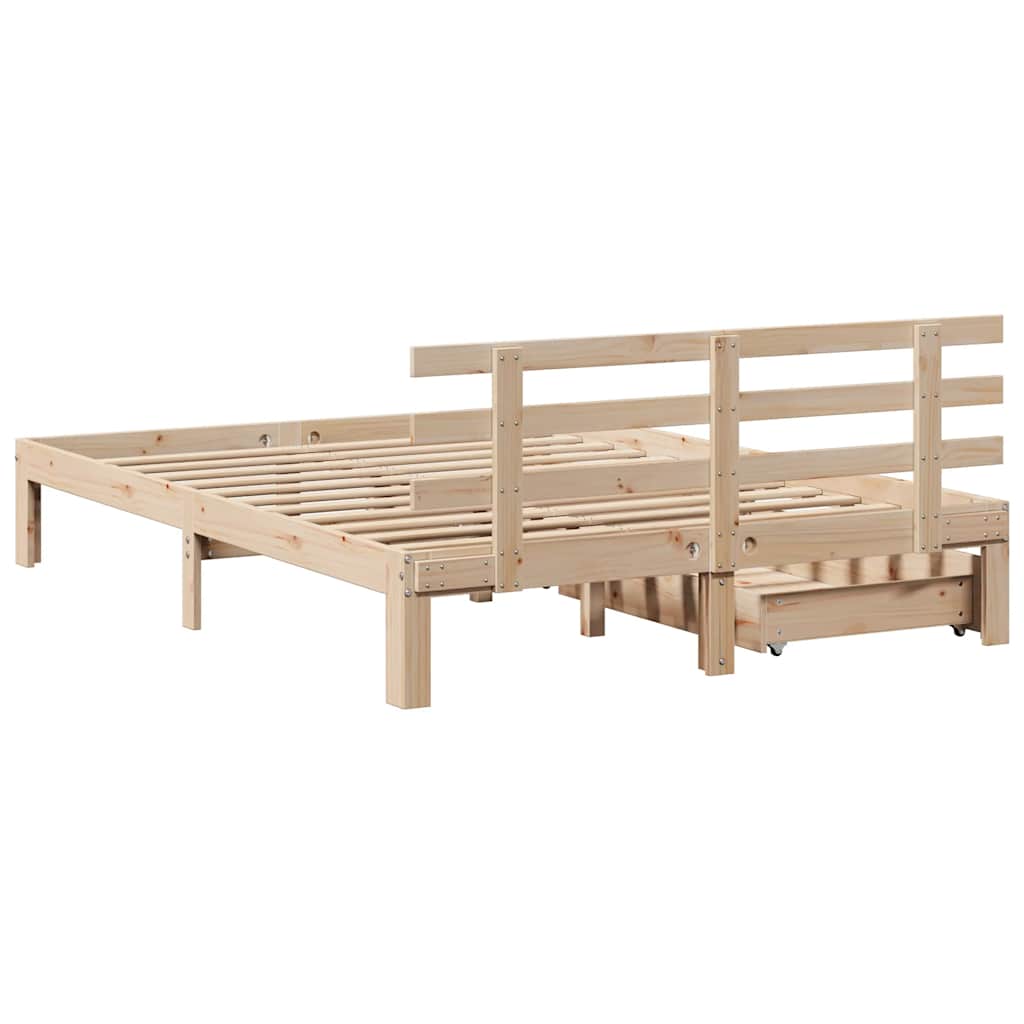 vidaXL Cadru de pat cu sertare, 140x190 cm, lemn masiv de pin