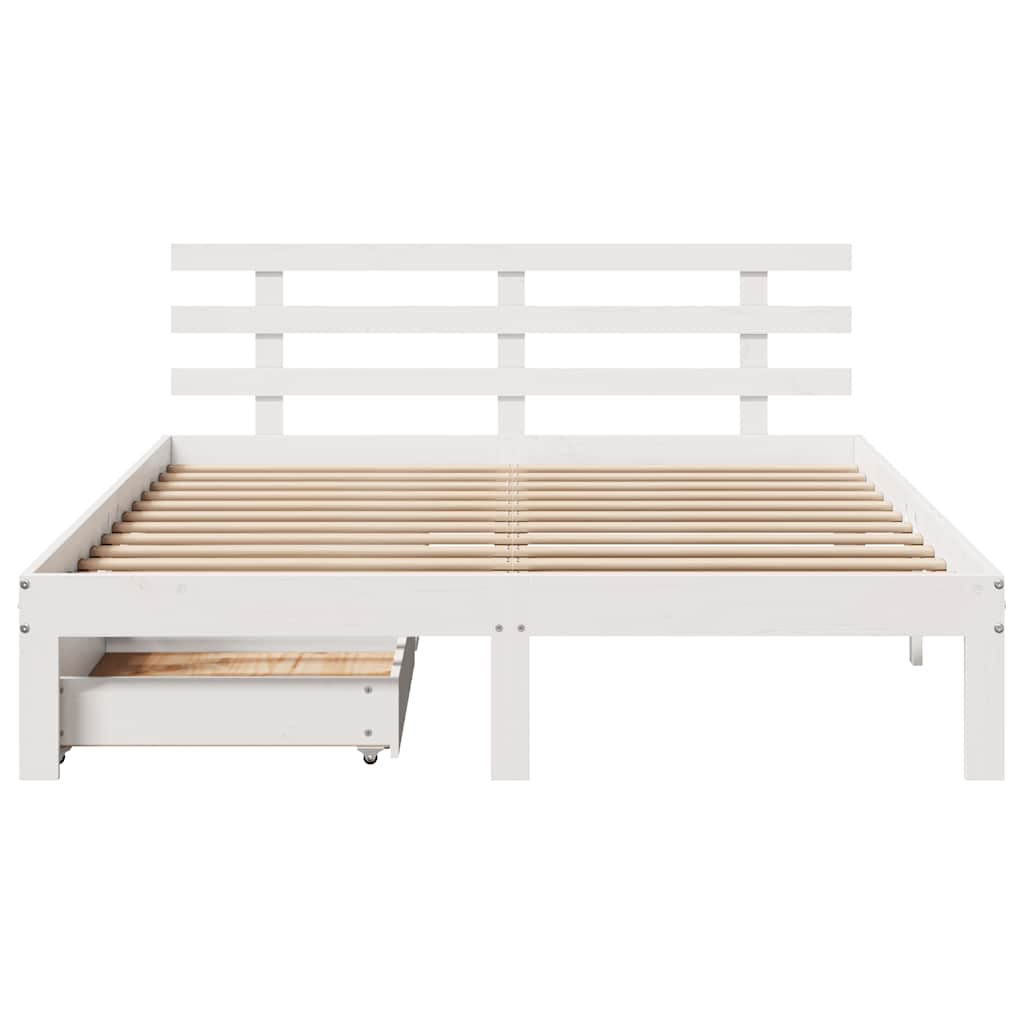 vidaXL Cadru de pat cu sertare, , alb, 120x200 cm, lemn masiv de pin vidaXL Cadru de pat cu sertare, , alb, 120x200 cm, lemn masiv de pin