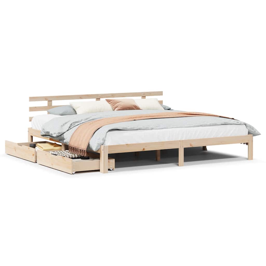 vidaXL Cadru de pat cu sertare 180x200 cm lemn masiv pin