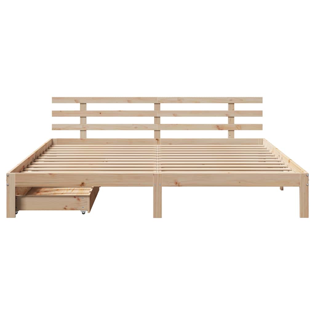 vidaXL Cadru de pat cu sertare, 200x200 cm, lemn masiv pin vidaXL Cadru de pat cu sertare, 200x200 cm, lemn masiv pin
