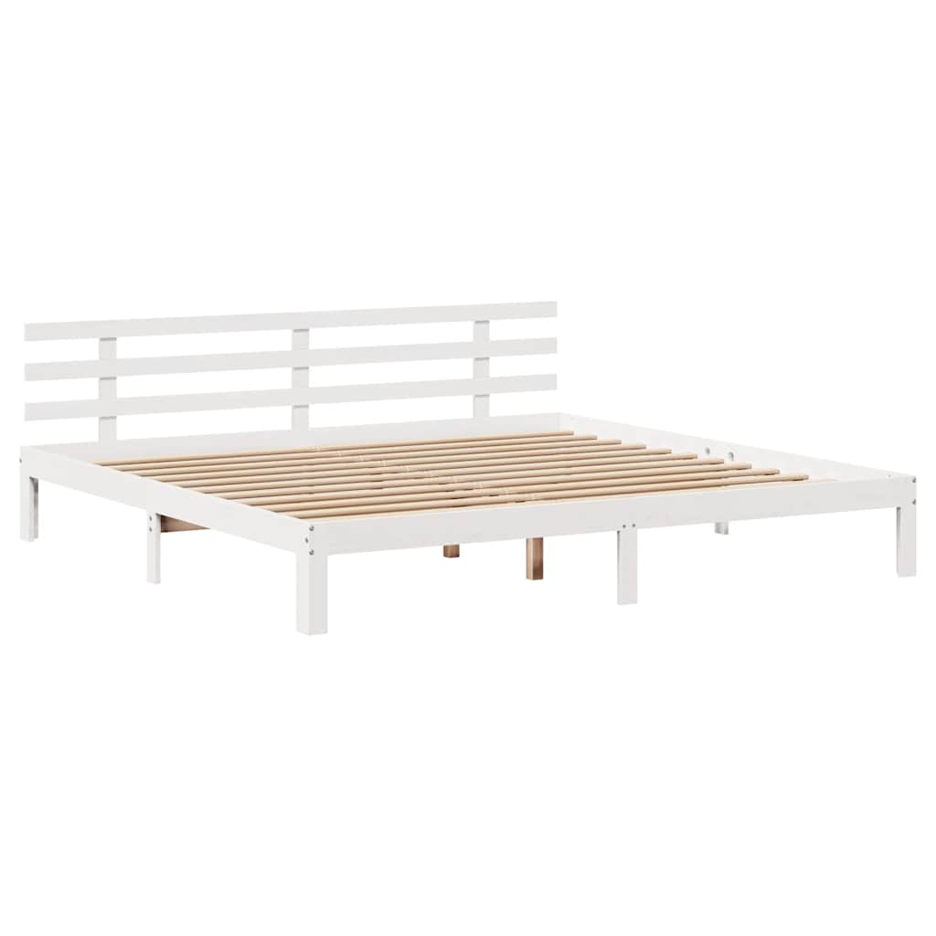 vidaXL Cadru de pat cu sertare, alb, 200x200 cm, lemn masiv de pin vidaXL Cadru de pat cu sertare, alb, 200x200 cm, lemn masiv de pin