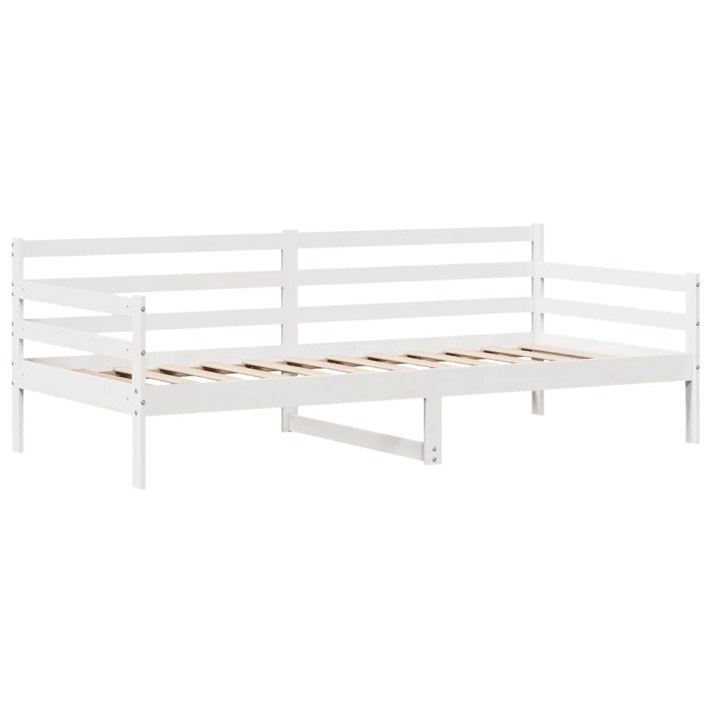 vidaXL Pat de zi cu sertare, alb, 90x200 cm, lemn masiv pin