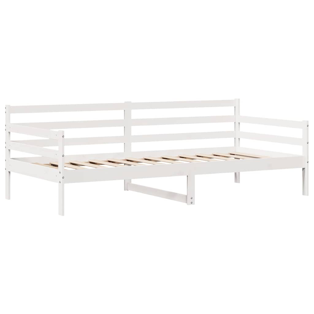 vidaXL Pat de zi cu sertare, alb, 90x190 cm, lemn masiv pin