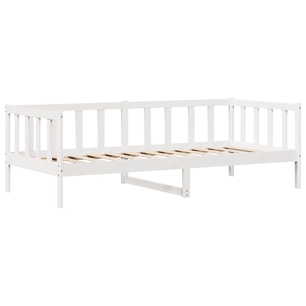 vidaXL Pat de zi cu sertare, alb, 90x200 cm, lemn masiv pin