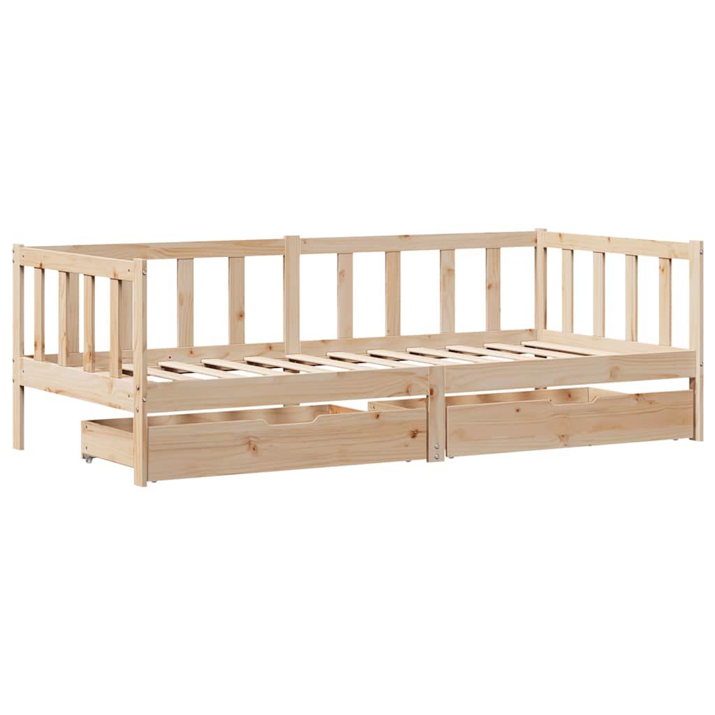 vidaXL Pat de zi cu sertare, 80x200 cm, lemn masiv pin