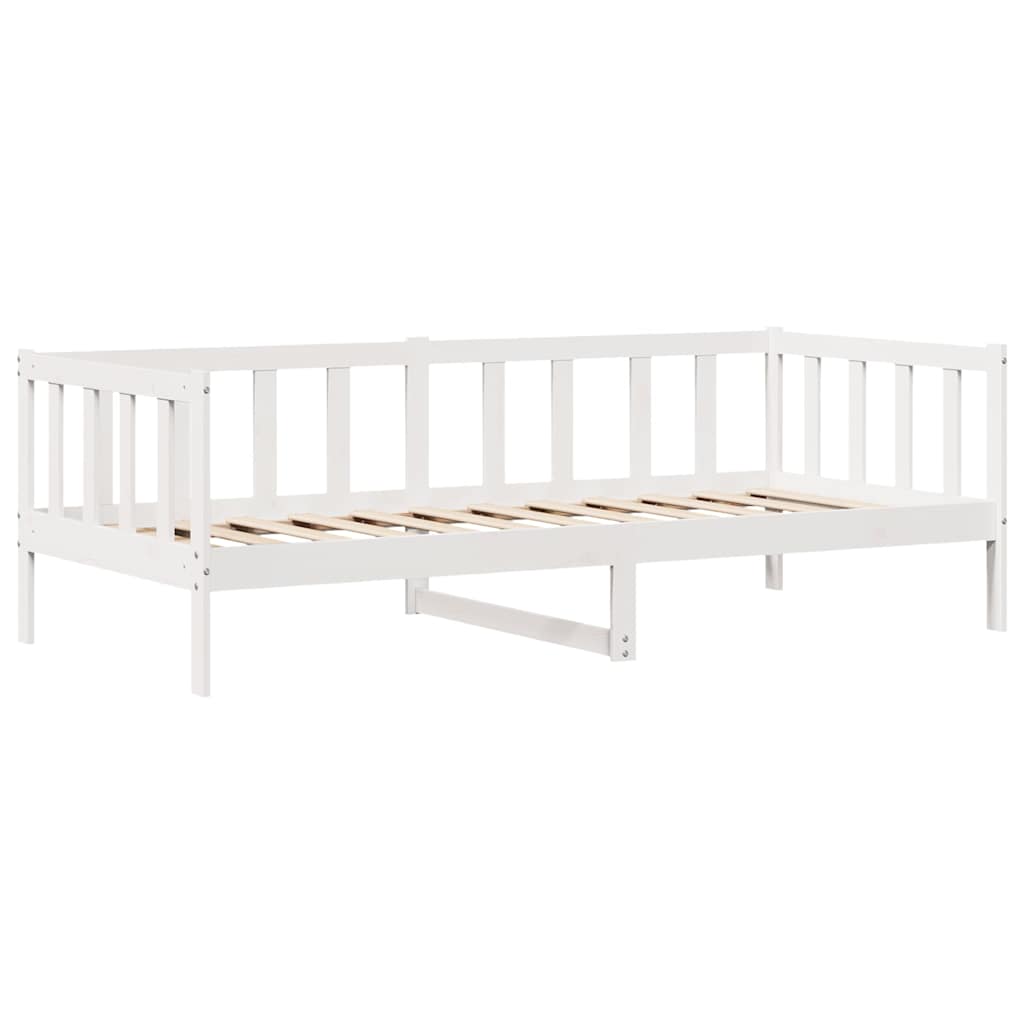 vidaXL Pat de zi cu sertare, alb, 80x200 cm, lemn masiv pin