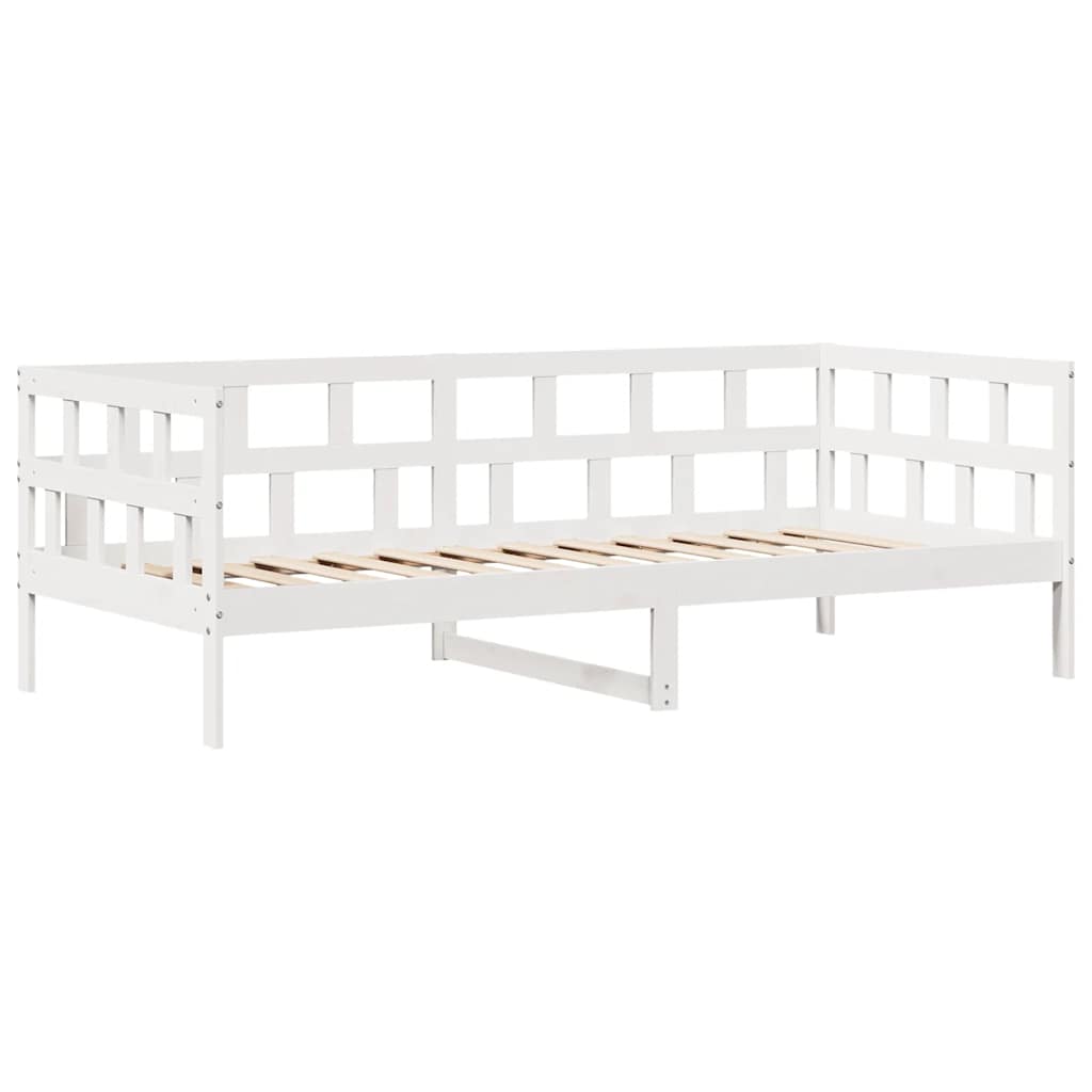 vidaXL Pat de zi cu sertare, alb, 80x200 cm, lemn masiv pin