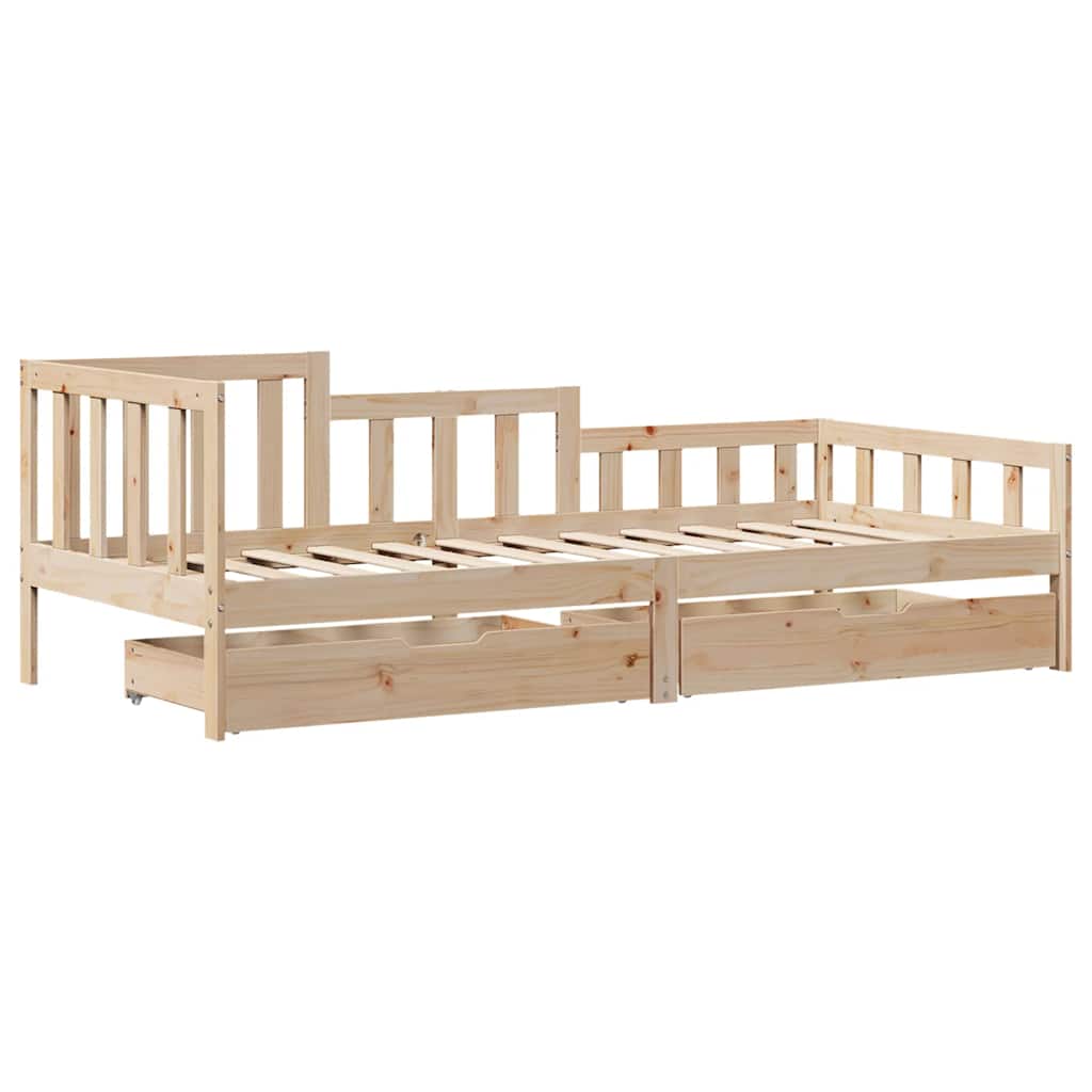 vidaXL Pat de zi cu sertare, 80x200 cm, lemn masiv pin